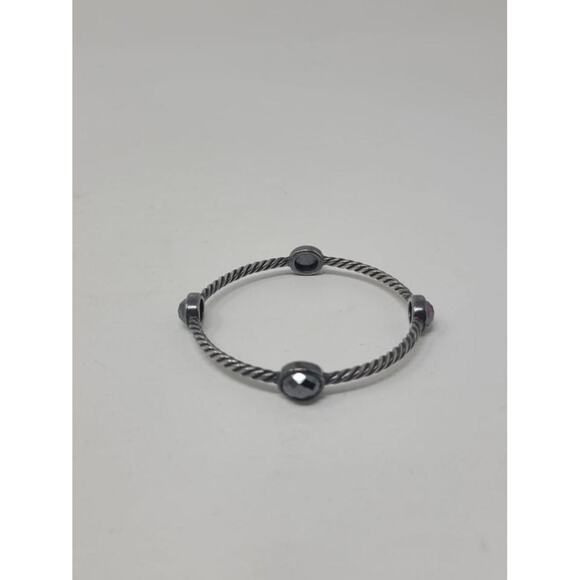 David Yurman Sterling Silver Hematite station cable classic bracelet - Picture 7 of 10